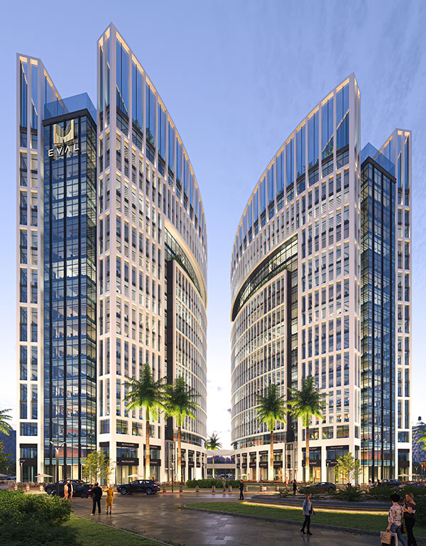 محلات تجارية ومكاتب ادارية وشقق فندقية للبيع في العاصمة الإدارية في برج إيڤال